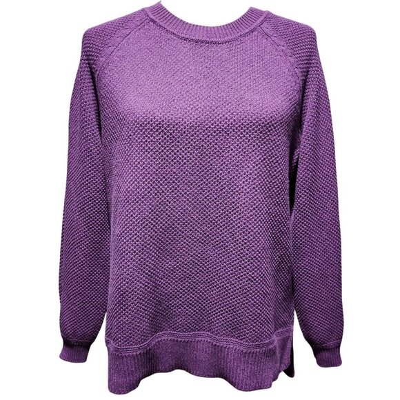 Time And Tru Womens Winter Warm Purple Knit Sweater Crewneck Cotton Blend Size M - Picture 1 of 13
